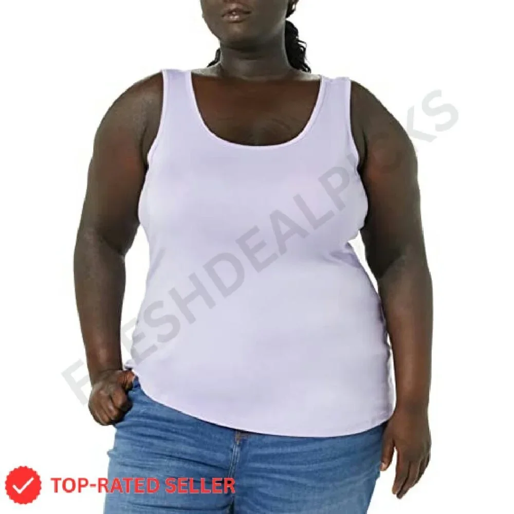 Plus Size Slim Fit Tank Tops Pack of 2 Soft Cotton Modal Rib Essential - Picture 5 of 7